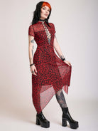 red leopard mesh dress