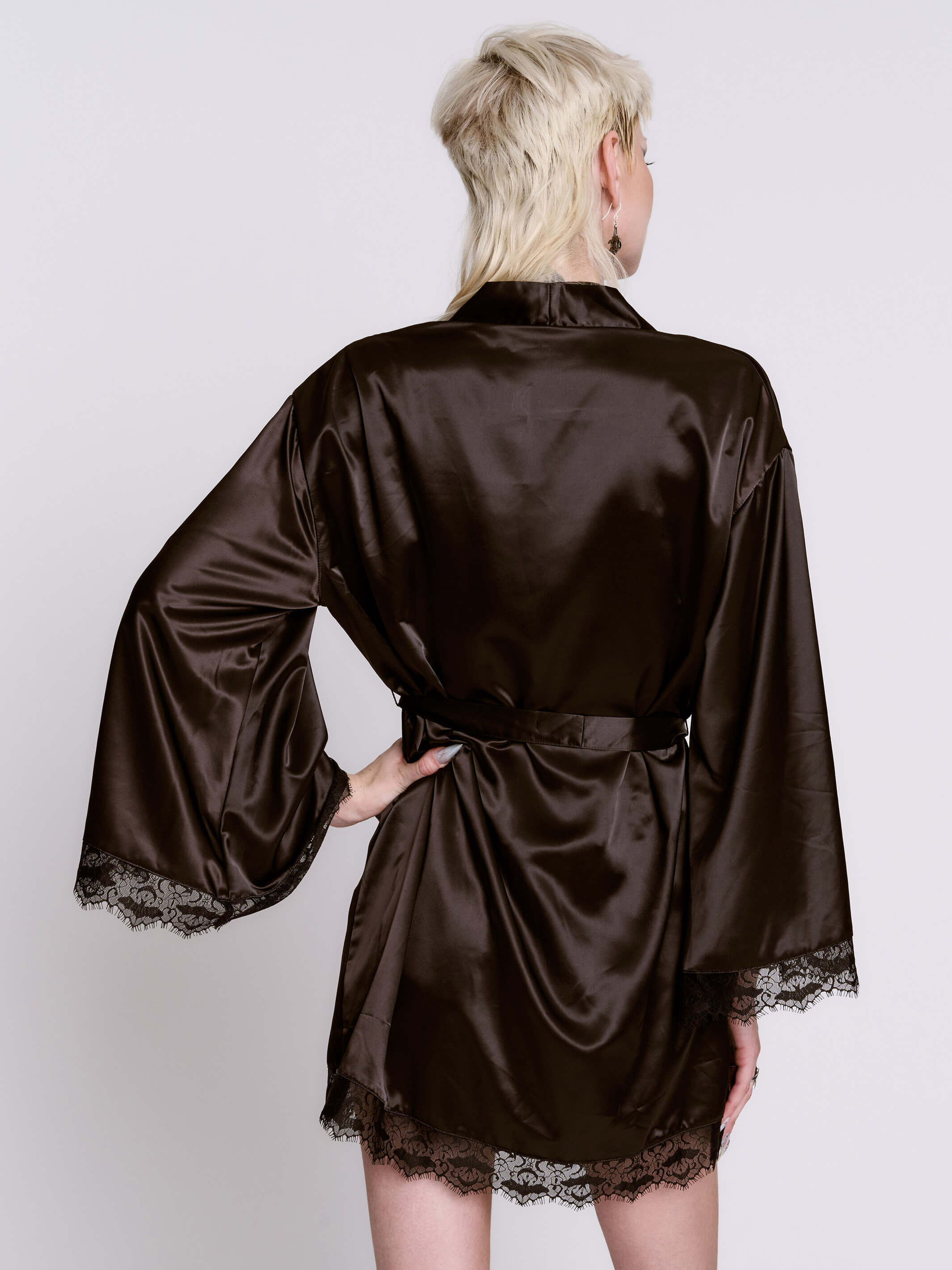 SATIN BAT LACE ROBE