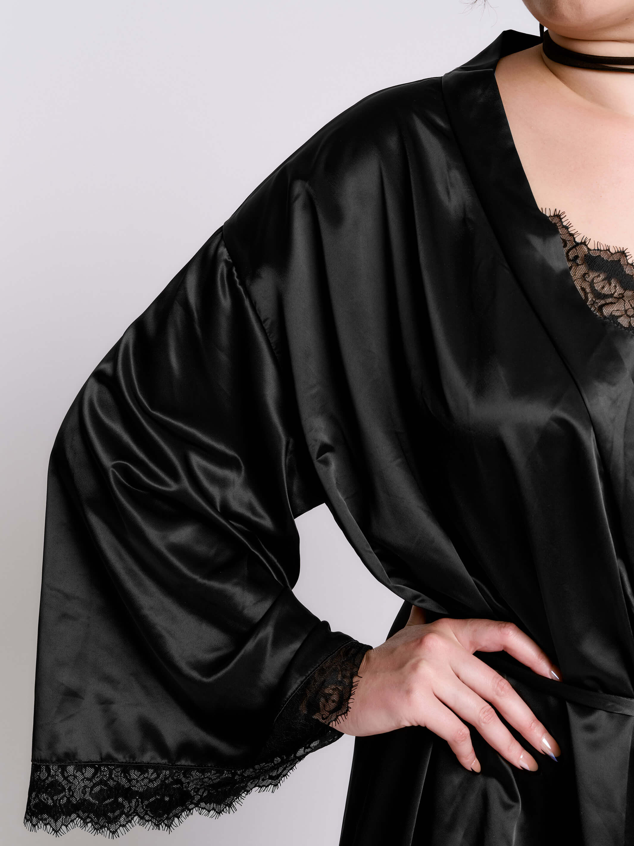 Satin Bat Lace Robe