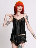 Satin Bat Lace PJ set