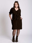 Shirred Linen Dress