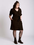 Shirred Linen Dress