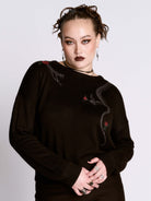 Embroidered Snake Rose Sweater