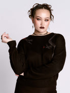 Embroidered Snake Rose Sweater