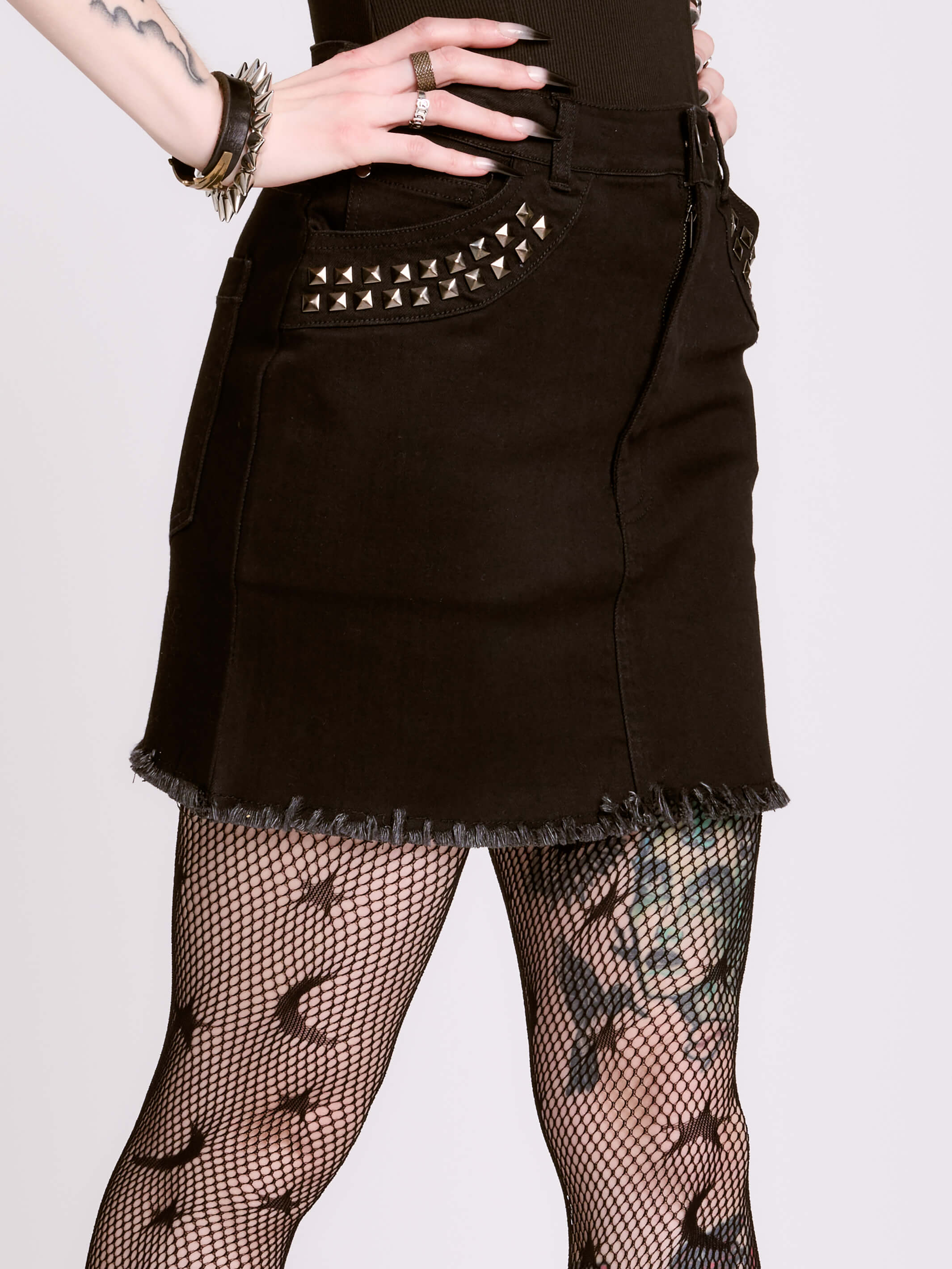 Studded Denim Skirt