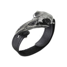 Black leather Wrist Strap  with a metal Raven Skull clasp