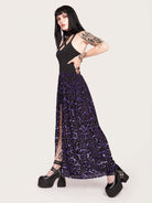 Boho goth vibes! Enchant them all in this velvet burnout onesie dress. Goth girl, bats, fishnet, nu goth, goth aesthetic, dark alt fahsion, dark fashion aesthetic.