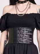 Black vegan leather adjustable corset belt