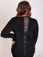 Black Cardigan with skull buttons and center back fringe detail